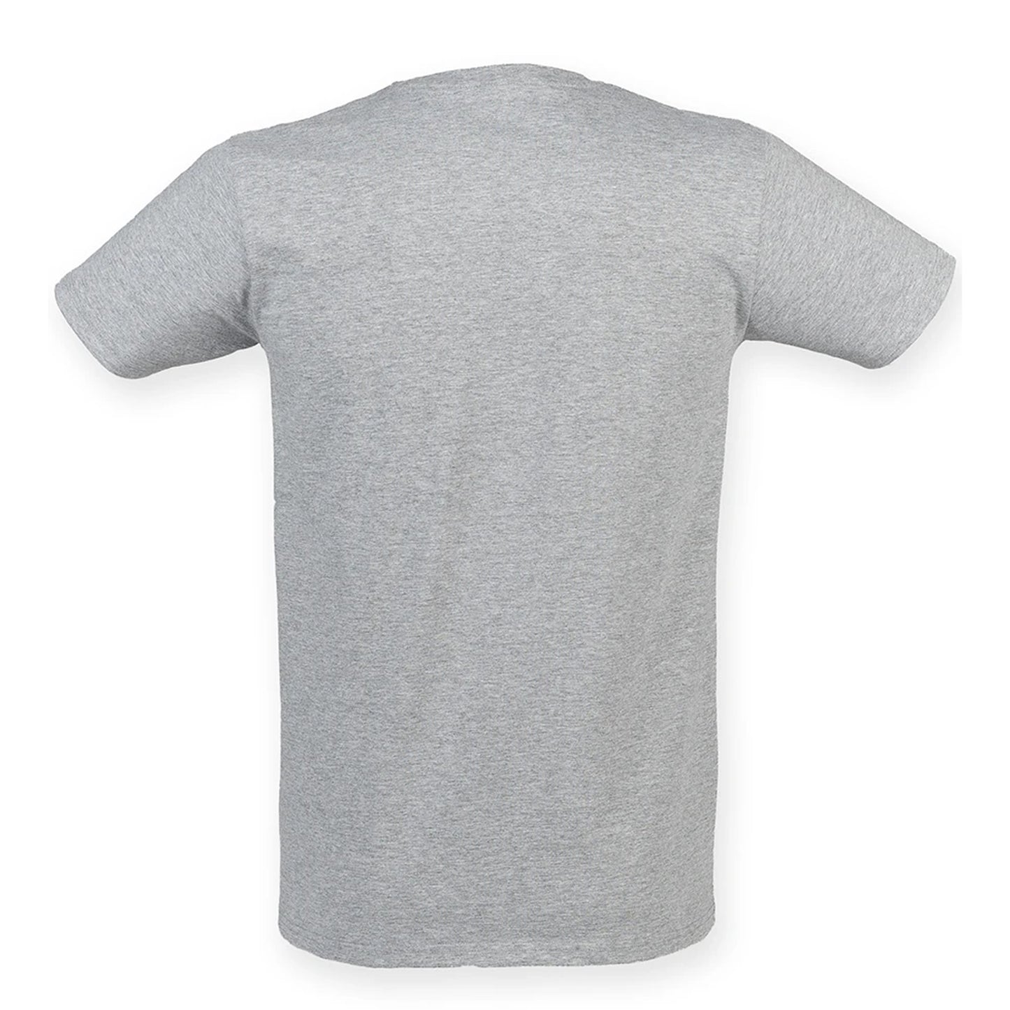 Heather Grey - Back - Skinni Fit Mens Feel Good Heather Cotton Stretch T-Shirt