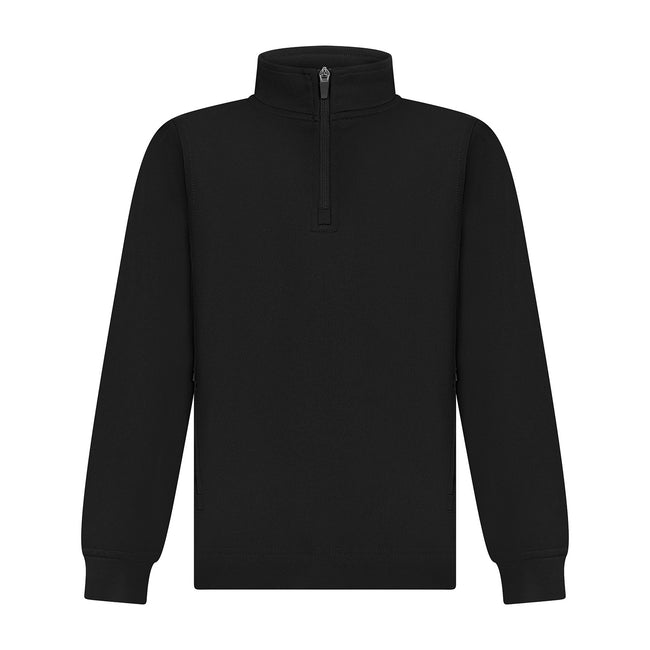 Black - Front - Finden & Hales Childrens-Kids Quarter Zip Track Top