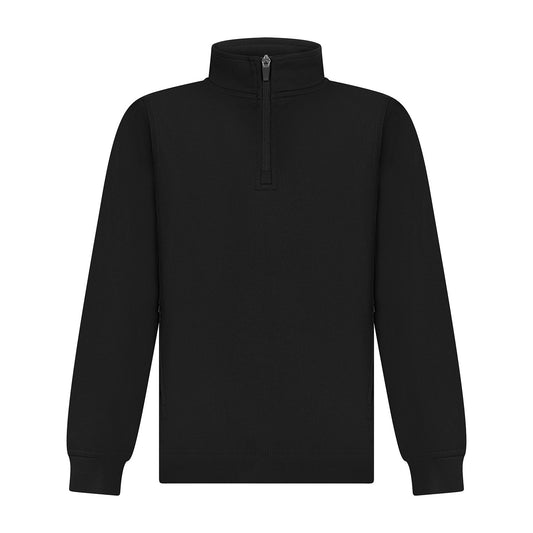 Black - Front - Finden & Hales Childrens-Kids Quarter Zip Track Top