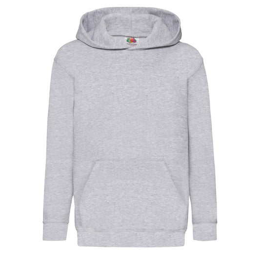 Grey - Front - Fruit of the Loom Childrens-Kids Classic Heather Hooded Sweatshirt