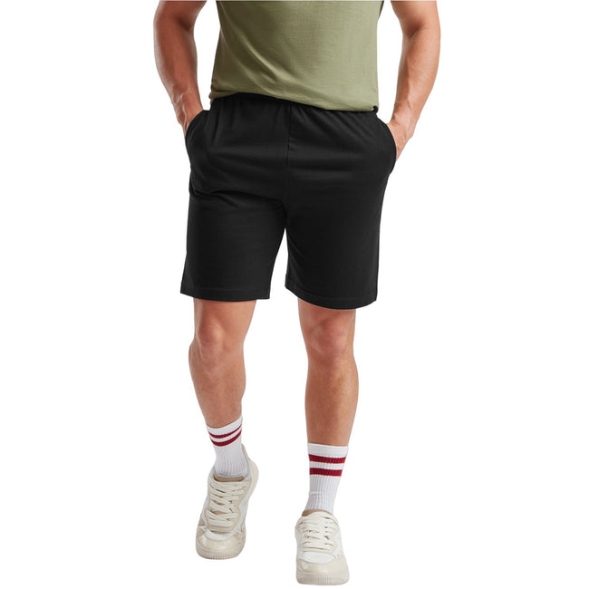 Black - Side - Fruit of the Loom Mens Iconic 195 Jersey Shorts