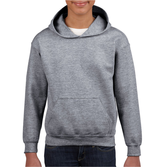 Graphite Heather - Side - Gildan Childrens-Kids Heavy Blend Hooded Sweatshirt