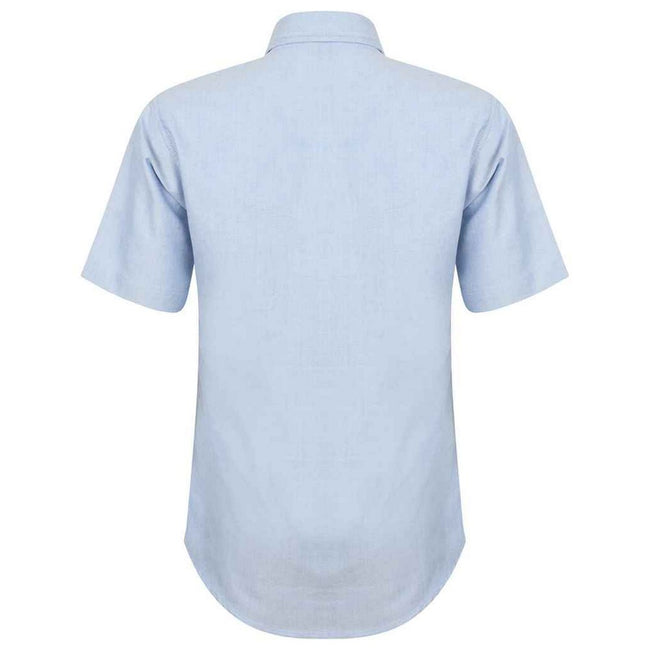 Blue - Back - Henbury Womens-Ladies Oxford Short-Sleeved Formal Shirt