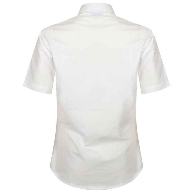 White - Back - Henbury Womens-Ladies Oxford Short-Sleeved Formal Shirt