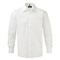 White - Front - Russell Collection Mens Poplin Long-Sleeved Shirt