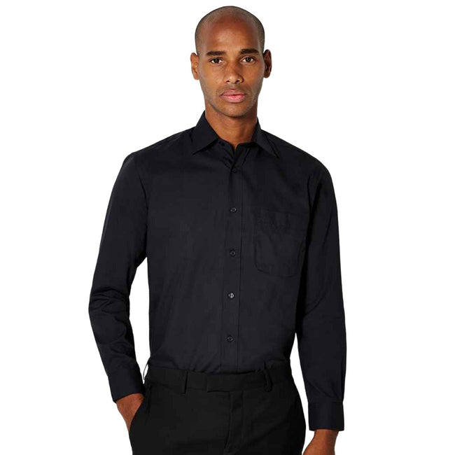 Black - Side - Kustom Kit Mens Classic Long-Sleeved Business Shirt