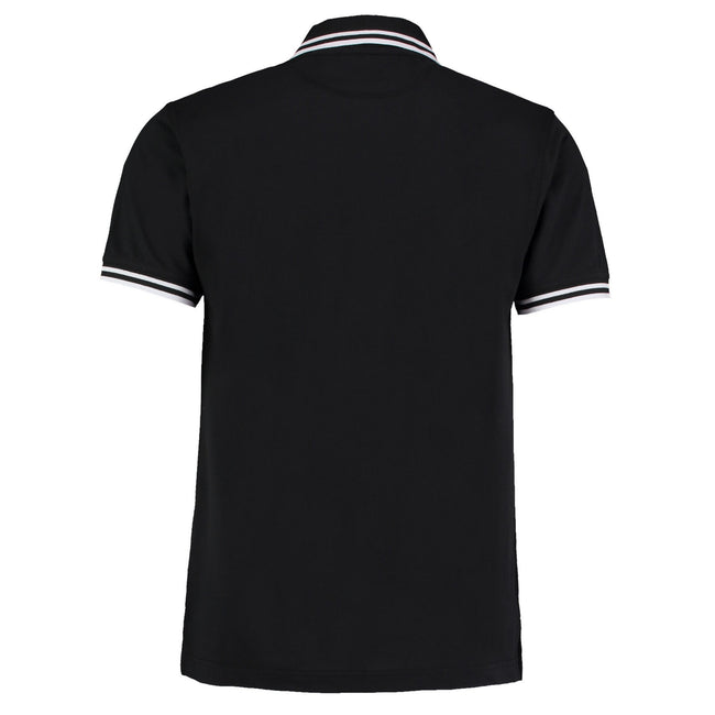 Black-White - Back - Kustom Kit Mens Tipped Cotton Pique Polo Shirt