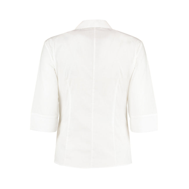 White - Back - Kustom Kit Womens-Ladies Continental 3-4 Sleeve Shirt