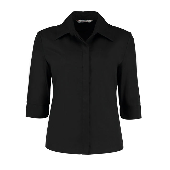 Black - Front - Kustom Kit Womens-Ladies Continental 3-4 Sleeve Shirt