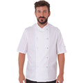White - Side - Dennys Mens Stud Front Short-Sleeved Chef Jacket