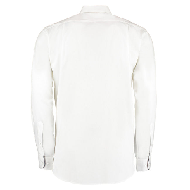 White-Mid Blue - Back - Kustom Kit Mens Premium Contrast Oxford Long-Sleeved Shirt