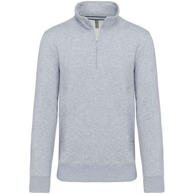 Oxford Grey - Front - Kariban Mens Zip Neck Sweatshirt