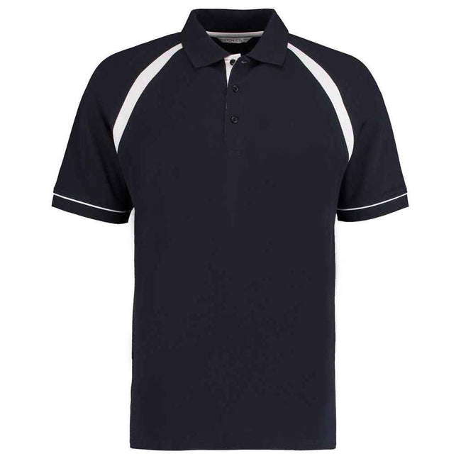 Navy-White - Front - Kustom Kit Mens Oak Hill Piqué Polo Shirt