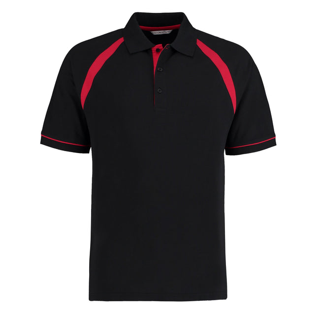 Black-Bright Red - Front - Kustom Kit Mens Oak Hill Piqué Polo Shirt
