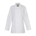White - Front - Premier Womens-Ladies Long-Sleeved Chef Jacket