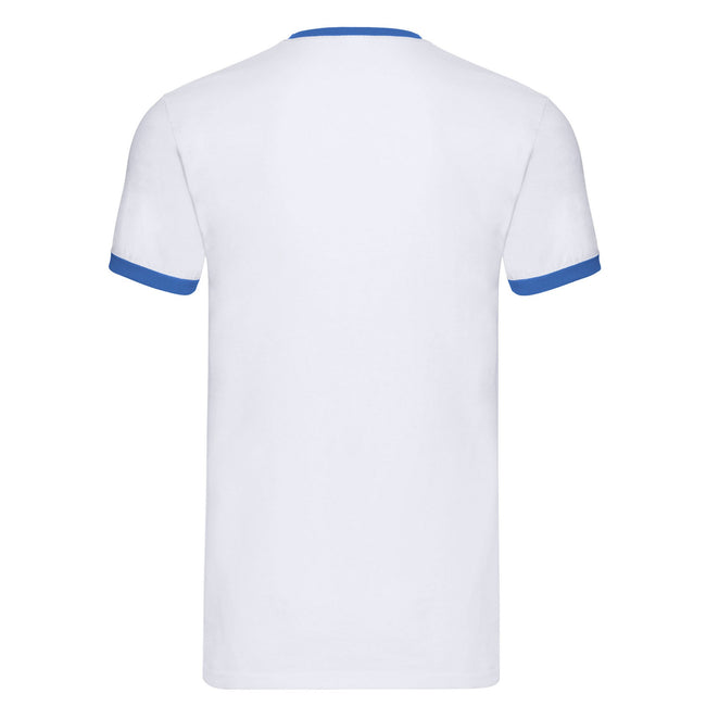 White-Royal Blue - Back - Fruit of the Loom Mens Contrast Ringer T-Shirt
