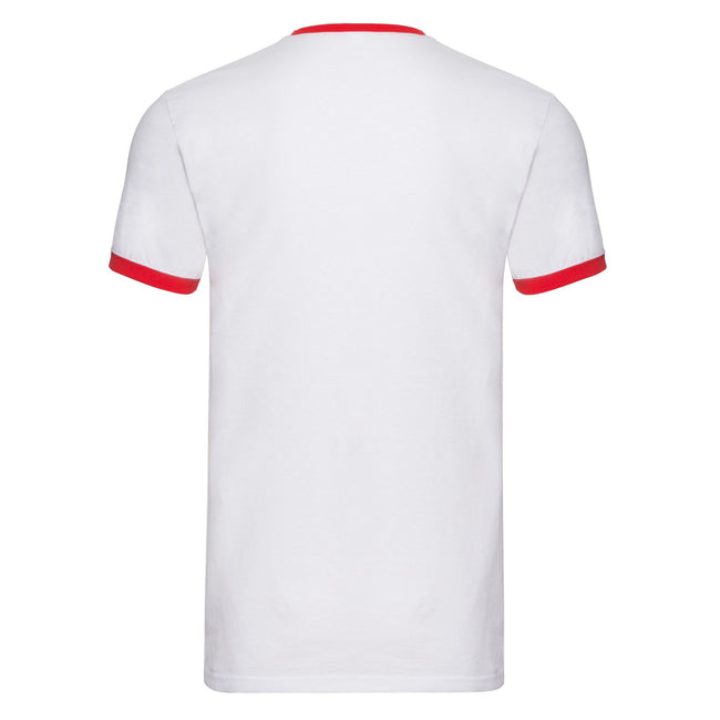 White-Red - Back - Fruit of the Loom Mens Contrast Ringer T-Shirt