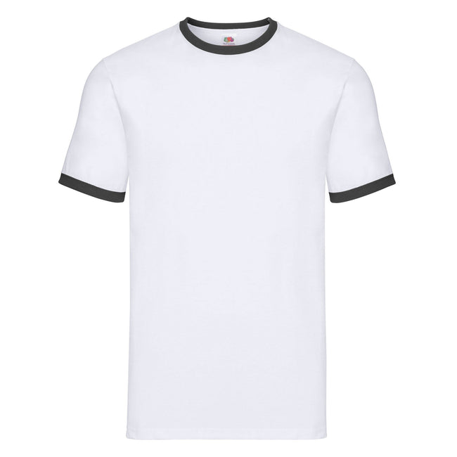 White-Black - Front - Fruit of the Loom Mens Contrast Ringer T-Shirt