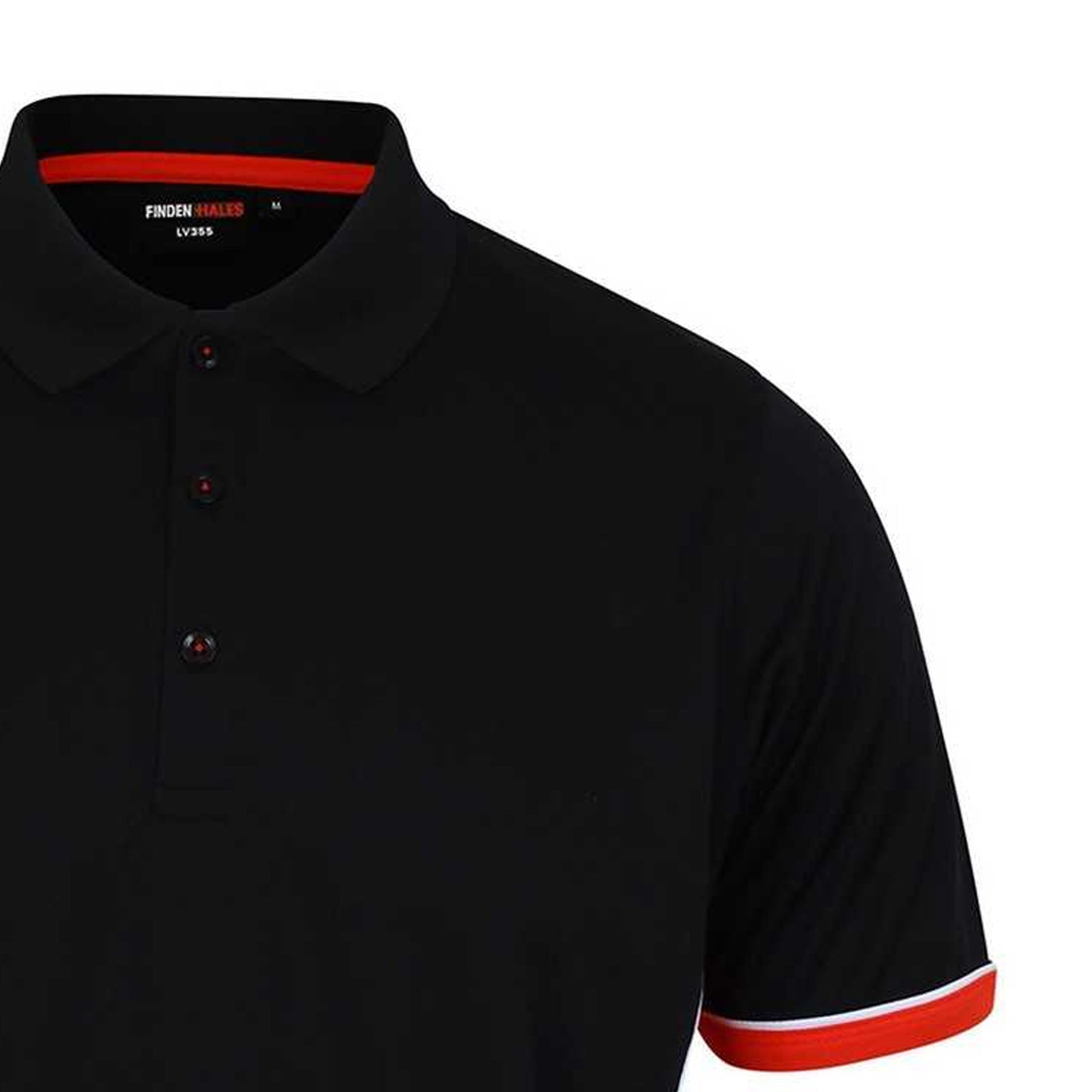 Black-Red - Back - Finden & Hales Mens Contrast Panel Polo Shirt
