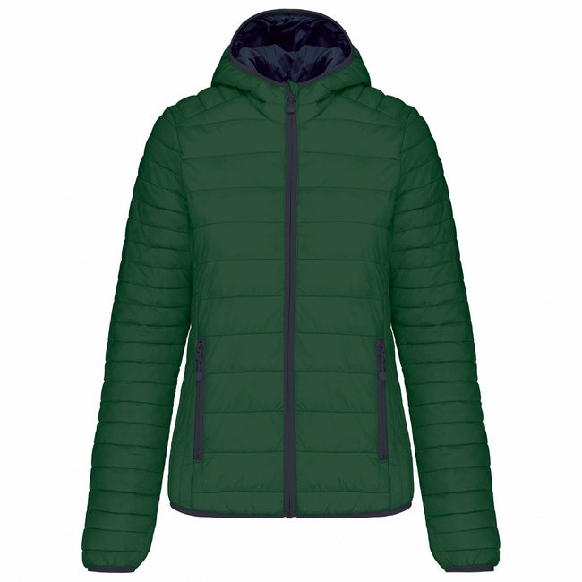 Forest Green - Front - Kariban Womens-Ladies Lightweight Hooded Padded Jacket