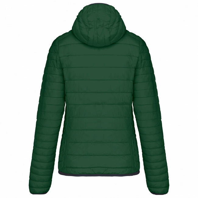 Forest Green - Back - Kariban Womens-Ladies Lightweight Hooded Padded Jacket