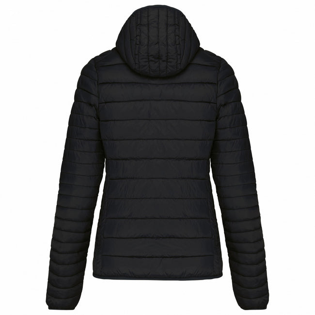 Black - Back - Kariban Womens-Ladies Lightweight Hooded Padded Jacket