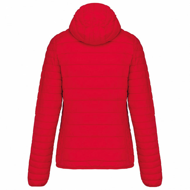 Red - Back - Kariban Womens-Ladies Lightweight Hooded Padded Jacket