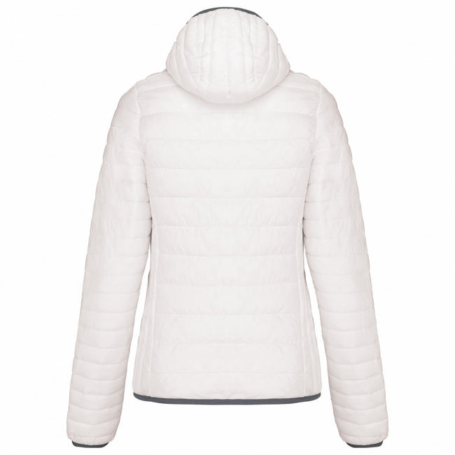 White - Back - Kariban Womens-Ladies Lightweight Hooded Padded Jacket
