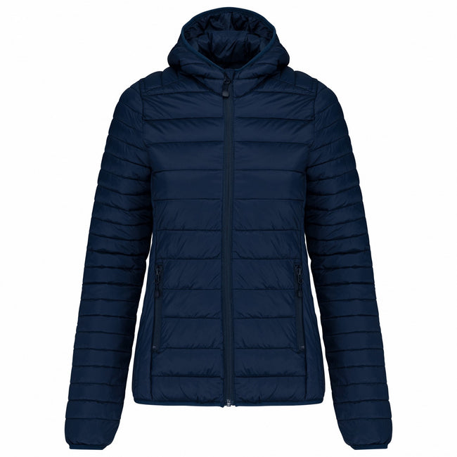 Navy - Front - Kariban Womens-Ladies Lightweight Hooded Padded Jacket