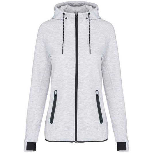 Ash Heather - Front - Proact Womens-Ladies Performance Hooded Jacket