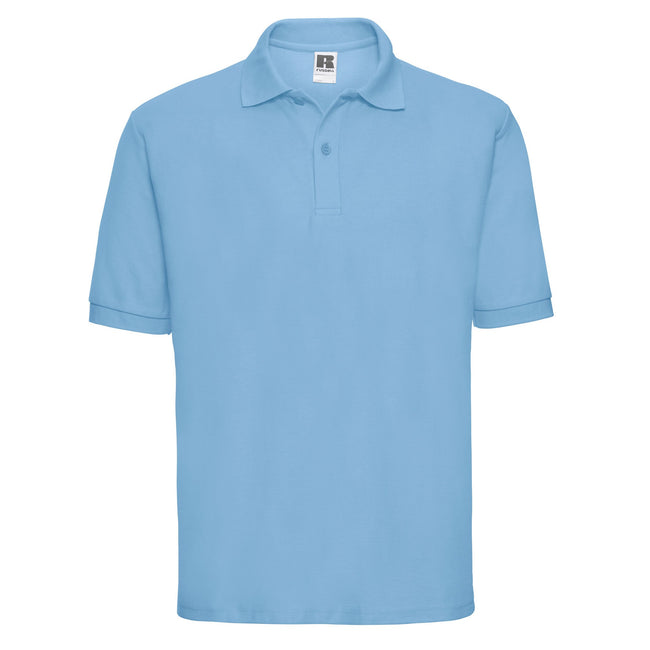 Sky Blue - Front - Russell Mens Polycotton Pique Polo Shirt