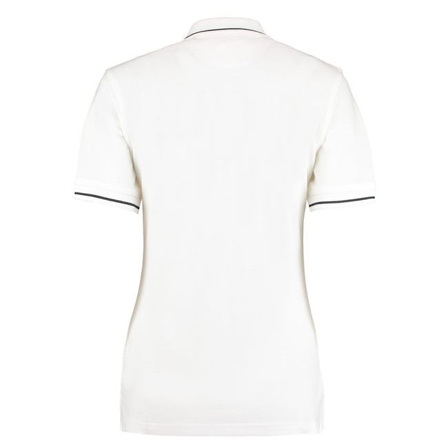 White-Navy - Back - Kustom Kit Womens-Ladies St Mellion Cotton Pique Tipped Polo Shirt