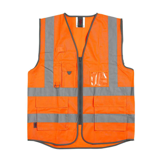 Orange - Front - Warrior Unisex Adult Executive Hi-Vis Waistcoat