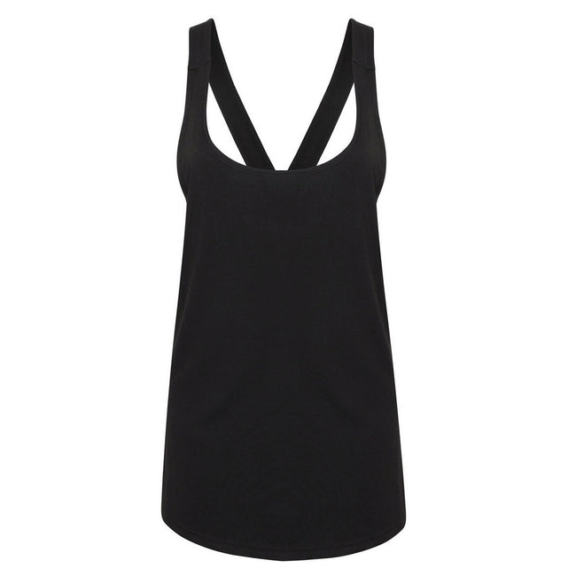 Black - Front - Skinni Fit Womens-Ladies Tank Top