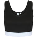 Black-White - Front - Skinni Fit Womens-Ladies Fashion Jacquard Crop Top
