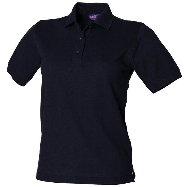 Navy - Front - Henbury Womens-Ladies Pique Polo Shirt