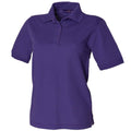 Purple - Front - Henbury Womens-Ladies Pique Polo Shirt