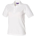 White - Front - Henbury Womens-Ladies Pique Polo Shirt