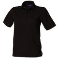 Black - Front - Henbury Womens-Ladies Pique Polo Shirt