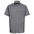 Silver - Front - Russell Collection Mens Oxford Easy-Care Short-Sleeved Shirt
