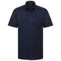 Bright Navy - Front - Russell Collection Mens Oxford Easy-Care Short-Sleeved Shirt