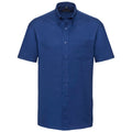 Bright Royal Blue - Front - Russell Collection Mens Oxford Easy-Care Short-Sleeved Shirt
