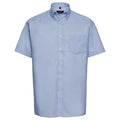 Oxford Blue - Front - Russell Collection Mens Oxford Easy-Care Short-Sleeved Shirt