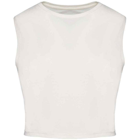 Washed Ivory - Front - Native Spirit Womens-Ladies Cropped Tank Top