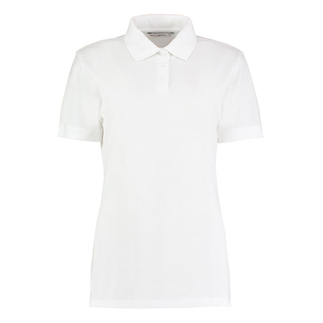 White - Front - Kustom Kit Womens-Ladies Klassic Pique Polo Shirt