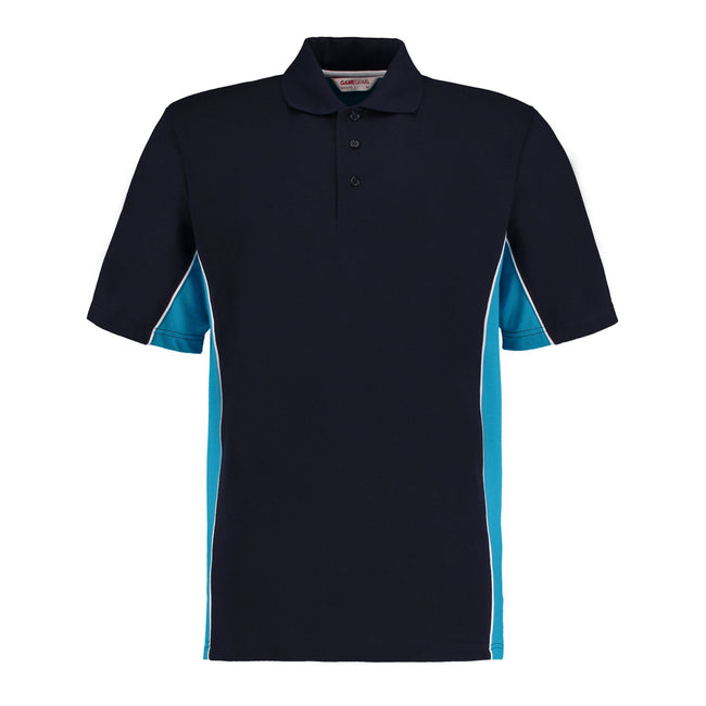 Navy-Turquoise - Front - GAMEGEAR Mens Track Polycotton Pique Polo Shirt
