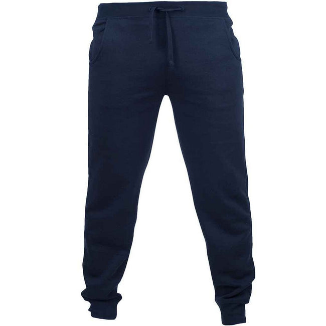 Navy - Front - SF Men Mens Cuffed Slim Jogging Bottoms