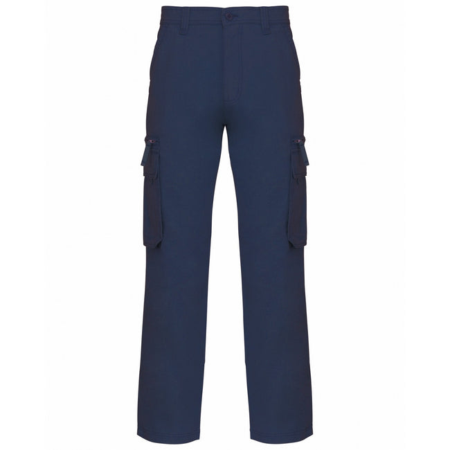 Navy - Front - Kariban Mens Heavy Canvas Trousers