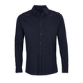 Night Blue - Front - NEOBLU Mens Basile Piqué Organic Long-Sleeved Shirt