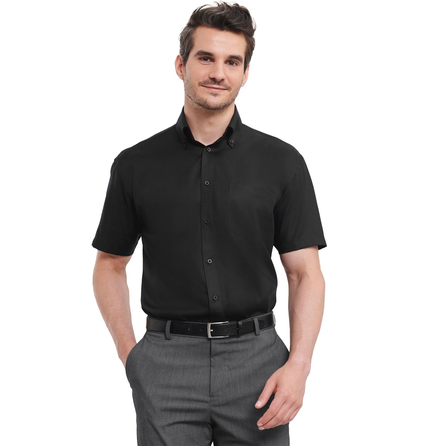 Black - Back - Russell Collection Mens Ultimate Short-Sleeved Shirt
